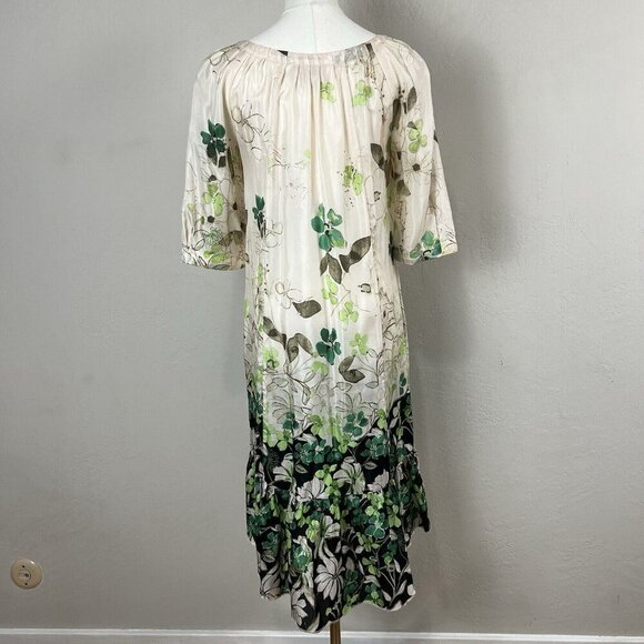 Anthropologie Vanessa Virginia Rainforest 100% Silk Dress Cream Floral Size XSP - Picture 5 of 16